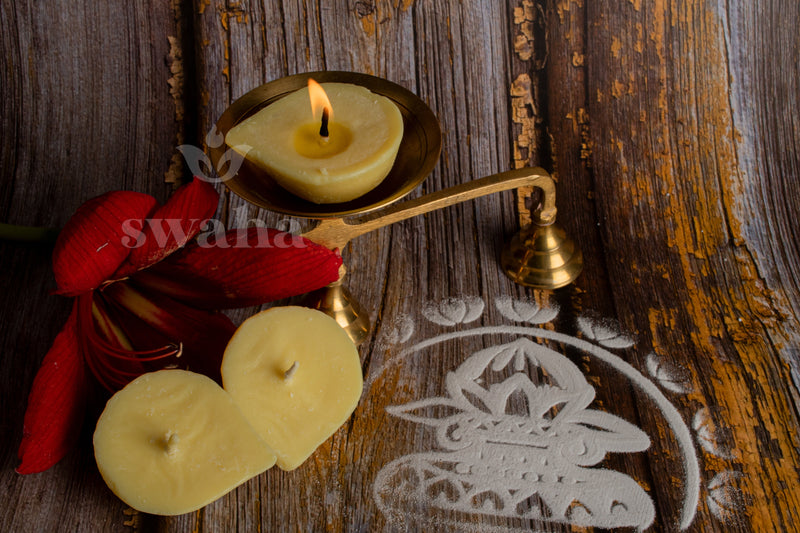 Cow Ghee Diya Wicks |4hrs Burning Time | Pack of 2 | Swaha